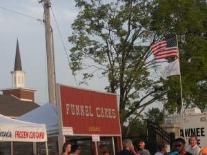 That's America! Funnel Cakes, Church Steeple, and American Flag: Old Shawnee Days, Shawnee, KS 6-4-10-Fri.
