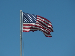 American Flag at Marine Corps building on the former Richards-Gebaur Air Base in Belton, Missouri-Sun. 6-6-10