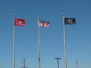 American, Marine, and POW, flags, Belton, Missouri 6-6-10-Sun.