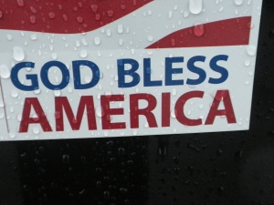 God Bless America-car magnet on a rainy day in Kansas-Overland Park, KS 6/12/10-Sat.