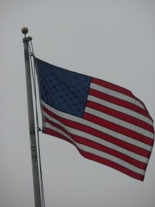 Rainy Day in Kansas: Old Glory flies high in the storm: Overland Park, Kansas 6/12/10-Sat.